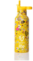 Lifegreen Sticlă Termos Oțel inoxidabil / Plastic / Sticlă Fără BPA 500ml Joy cu Pai 33-BO-2323 (33-BO-2323)