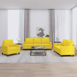 vidaXL Set de canapele cu perne, 3 piese, galben deschis, textil GartenMobel Dekor (3201433) Canapea