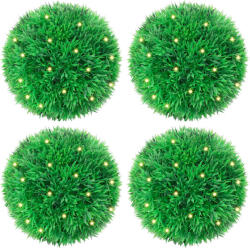 vidaXL Bile artificiale din lemn de cimis cu lumini LED 4 buc Verde GartenMobel Dekor (3335904)