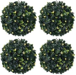 vidaXL Bile artificiale din lemn de cimis cu lumini LED 4 buc Verde GartenMobel Dekor (3335894)