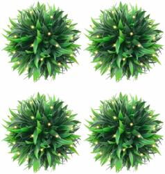 vidaXL Mingi artificiale din lemn de cimis cu lumini LED 2 buc Verde GartenMobel Dekor (3335898)