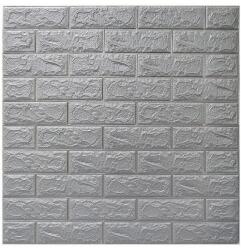 Flippy 10 darabos falmatrica készlet, Flippy, öntapadós, 70 x 77 cm, 2, 5 mm vastagság, 5, 3 m2 fedett terület, PVC, téglamintás, ezüst (135748)