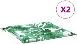 vidaXL Ülőpárnák, levélmintás, 2 db, 50x50x4 cm, textil 361068 (361068)
