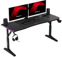 Huzaro Birou Gaming Huzaro Hero 4.6 RGB, Iluminare LED, Acoperire carbon, Inaltimre reglabila 56-9 cm, Pad XXL inclus 80x56.5 cm, Suprafata totala 160x60 cm (Negru) (HZ-HERO 4.6 RGB BLACK)
