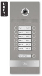 BAS-IP BI-12FB SILVER - IP kaputelefon panel, 12 lakásos, UKEY, SIP 2.0 - BasIP (EC-30523)
