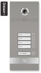 BAS-IP BI-04FB EZÜST - Bránpanel IP, 4-lakásos, UKEY, SIP 2.0 - BasIP (EC-28535)