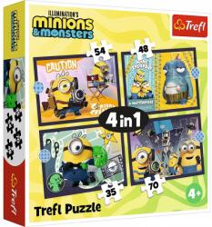 Trefl Minioni 3-4 în 1 puzzle 35-48-54-70 piese - Trefl (34698T) Puzzle