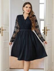 Shein KC16114 Shein Elegáns Fekete Csipkés MIDI Ruha (16) 46