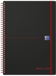 OXFORD Black n Red PP fedlapos spirálfüzet PP A4/70 lap kockás, gumis, SCRIBZEE® App kompatibilis (400047654)