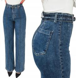 Laulia Női farmernadrág Wide Leg kantáros nadrág széles szárú magas derekú S