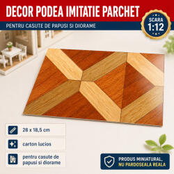 Hobbyplanet Decor podea imitatie parchet 28 x 18, 5 cm, miniatura pentru casute de papusi si diorame (CC34604)