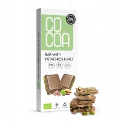 COCOA Fehér tábla pisztáciával és sóval 60 % kevesebb bio cukor 40 g Cocoa