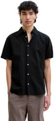 JACK & JONES Cămașă Din In Cu Mâneca Scurtă Neagră 12288590 (12288590)