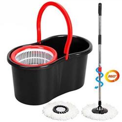 Procart Mop rotativ cu galeata, rotire 360 grade, 2 capete interschimbabile, microfibra, maner telescopic (MOO46P)