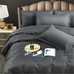 Kotonia Home Cearceaf de pat Kotonia Home Deco, 100% bumbac, Damasc Saten, dimensiune dungi 1 cm, 150x240 cm, Gri antracit (004686-150)