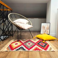 Kotonia Home Covor cu tesatura plata cu decor traditional - Kilim cu doua fete, 80x150 cm - 03 (004743-80150) Covor