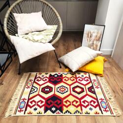 Kotonia Home Covor cu tesatura plata cu decor traditional - Kilim cu doua fete, 60x90 cm - 06 (004746-6090) Covor