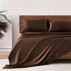 Kotonia Home Cearceaf de pat Kotonia Home Hotel - 220x240 cm, 100% bumbac, Damasc DeLux Saten, Dak Chocolate (004814)
