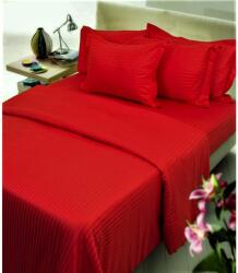 Kotonia Home Cearceaf de pat Kotonia Home Deco, 100% bumbac, Damasc Saten, dimensiune dungi 1 cm, Rosu, 220x240 cm (001893-240)