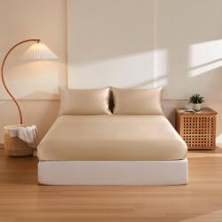 Kotonia Home Husa de pat cu elastic Kotonia Home Hotel, 180x200+30 cm, 100% bumbac, Damasc DeLux Saten, bej (004504-180)