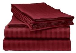 Kotonia Home Cearsaf de pat Kotonia Home Deco, 100% bumbac, Damasc Saten, dimensiune dungi 1 cm, Bordo, 150x240 cm (004362-150)