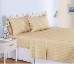 Kotonia Home Cearsaf de pat Kotonia Home Deco, 100% bumbac, Damasc Saten, dimensiune dungi 1 cm, Huzelnuts, 150x240 cm (004365-150)