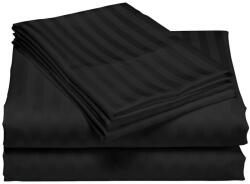 Kotonia Home Cearceaf de pat Kotonia Home Deco, 100% bumbac, Damasc Saten, dimensiune dungi 1 cm, Negru, 240x260 cm (001896-260)