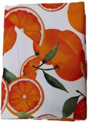 Kotonia Home Fata de masa Kotonia Home Exotic - 100% bumbac, 180x180 cm, creton impermeabil, alb, felii de portocale (003939-180) Fata de masa