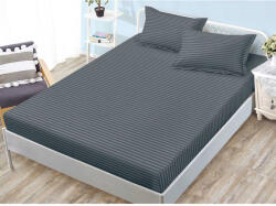 Husa de pat si 2 fete de perna, cu elastic, Sonia-Home, Damasc, 2 persoane, Uni, 180x200cm, Gri Inchis (11275)