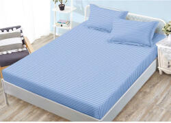  Husa de pat si 2 fete de perna, cu elastic, Sonia-Home, Damasc, 2 persoane, Uni, 180x200cm, Albastru Deschis (11264)
