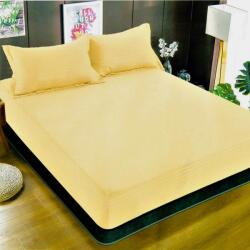  Husa de pat si 2 fete de perna, cu elastic, Sonia-Home, Damasc, 2 persoane, Uni, 160x200cm, galben pai (123545-160)