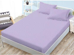  Husa de pat si 2 fete de perna, cu elastic, Sonia-Home, Damasc, 2 persoane, Uni, 180x200cm, Lila (11269)
