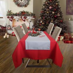 Kotonia Home Set Fata de masa rosie cu napron gri uni Kotonia Home Emma 06, creton, 180x220 cm + 45x180 cm, 100% bumbac (001704) Fata de masa