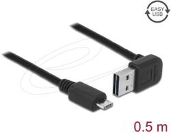 Delock - Kábel EASY-USB 2.0-s A típusú csatlakozódugó, ívelt felfelé / lefelé > USB 2.0-s Micro-B-típusú csatlakozódugó 0, 5 m - 85203 (85203)