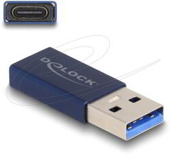 Delock - USB 10 Gbps adapter USB A-típusú apa - USB C hüvely, aktív kék - 60049 (60049)