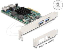Delock - PCI Express x4 kártya - 2 x külső USB 5 Gbps A-típusú és 2 x belső USB 5 Gbps A-típusú kettős csatorna - alacsony profilú formatényező - 90282 (90282)