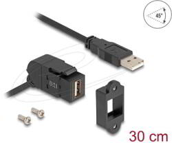 Delock - USB 2.0 A-típusú panel tartó anya 45 -ban hajlított A-típusú apa 30 cm kábellel, fekete - 67151 (67151)