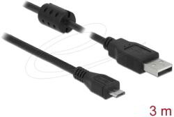 Delock - USB 2.0-s kábel A-típusú csatlakozódugóval > USB 2.0 Micro-B csatlakozódugóval, 3, 0 m, fekete - 84909 (84909)
