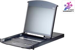 ATEN - 1 helyi/1 távoli hozzáférésű, 8 portos, több interfészes, Cat 5 kétsínes LCD KVM IP-n keresztüli kapcsoló - KL1108VN-AXA-AG (KL1108VN-AXA-AG)