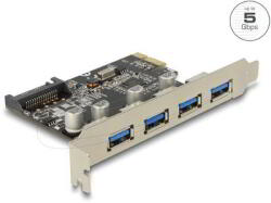 Delock - PCI Express kártya > 4 x USB-A 3.0, telepítő CD-vel - 89297 (89297)