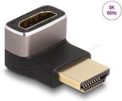 Delock - HDMI adapter apa - anya 90° lefelé néző csatlakozódugóval 8K 60 Hz szürke fém - 60085 (60085)