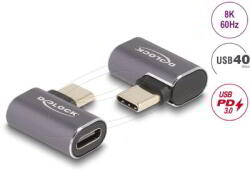 Delock - USB Adapter 40 Gbps USB Type-C PD 3.0 100 W csatlakozódugóval - csatlakozóhüvellyel, ívelt bal / jobb 8K 60 Hz fém - 60047 (60047)