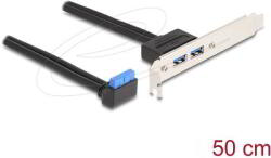 Delock - Hornyos konzolos kábel 1 db. USB 5 Gbps tűfejes anya 90 -ban hajlított végződéssel és 2 db. USB 5 Gbps A-típusú anya végződéssel 50 cm - 83015 (83015)