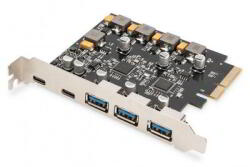ASSMANN Assmanm-DIGITUS PCIe kártya 2x USB-C + 3x USB A - DS-30222 (DS-30222)
