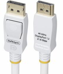 StarTech - 10 láb (3 m) fehér VESA tanúsítvánnyal rendelkező DisplayPort 1.2 kábel - DP12-CABLE-10FTW (DP12-CABLE-10FTW)