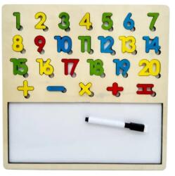 EMC ONSHOP Puzzle Educativ Montessori cu Tablita de Desenat, Carioca si Cifre, Multicolor, Lemn, 30x30 cm, 25 piese (02312-310) Puzzle