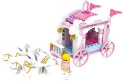 EMC ONSHOP Set de Construcție "Caleasca Micuței Prințese" cu Balcon și Cavaler pe Cal Alb, 98 Piese, Multicolor, EMC ONSHOP® (L38-39)