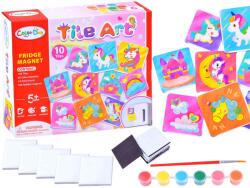 EMC ONSHOP Set Creativ DIY de Pictat Magneți de Frigider "Tile Art", 10 Plăcuțe Ceramice, Kit Complet cu Pensulă și Vopsele, +5y (33657027)