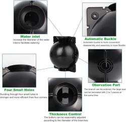 EMC ONSHOP Dispozitiv de inradacinare a plantelor EMC ONSHOP®, diametru 12 cm, altoire plante, plastic, Negru (ML-RADACINI)