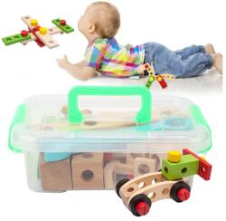 EMC ONSHOP Set de constructie din lemn pentru copii, coordonare mana-ochi, prietenos cu mediul (HO-241205-2214)